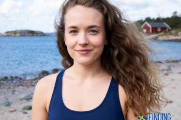 Maria visiting Smögen Beach in Sweden