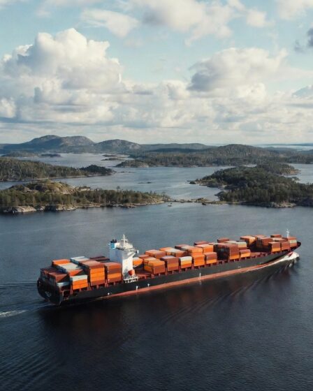 Huge containership outside Stockholm