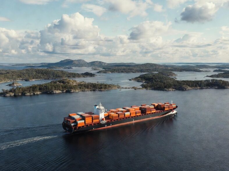 Huge containership outside Stockholm