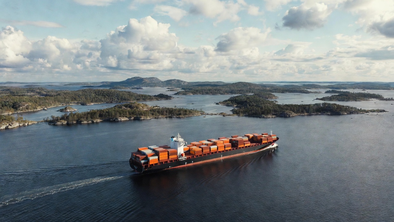 Huge containership outside Stockholm