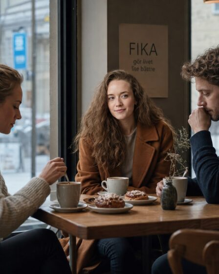 Maria having Swedish Fika with a couple, in silence